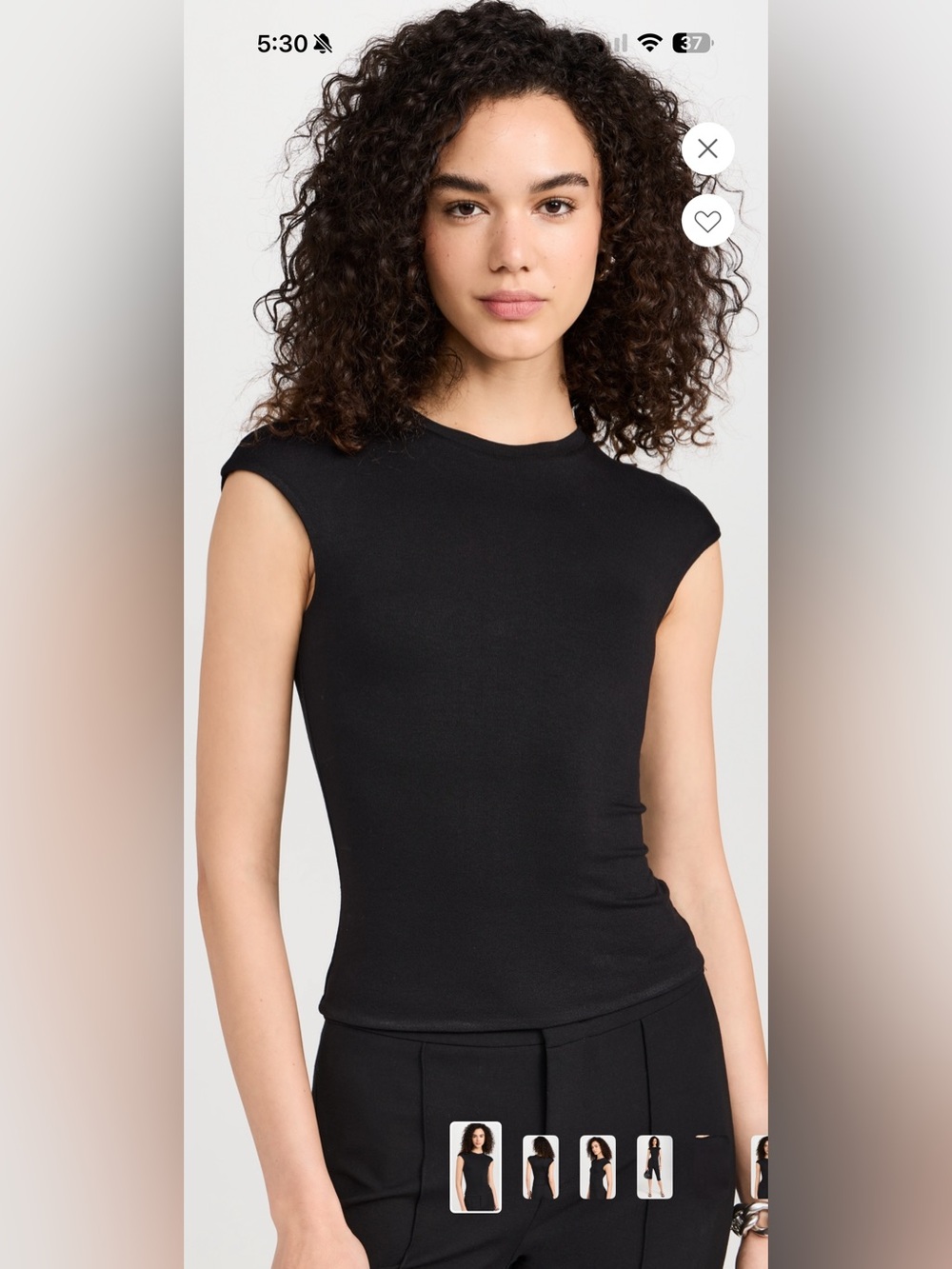 AFRM Nina Cap Sleeve Knit Crepe Top Black